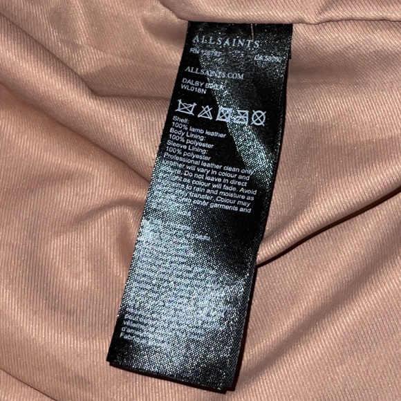 MUTED BLUSH ALLSAINTS LEATHER BIKER JACKET • SIZE 4 - Picture 4 of 7